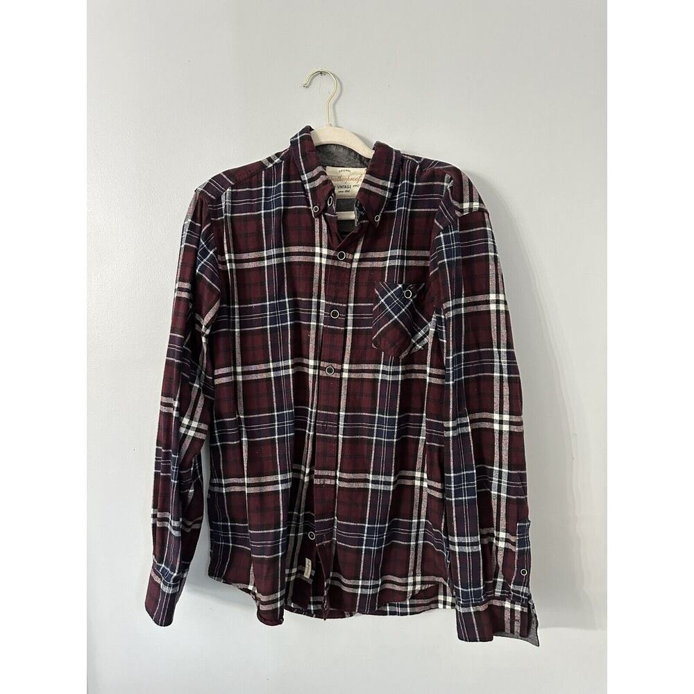 Weatherproof Mens L Purple Plaid Long Sleeve Button Up Flannel Shirt